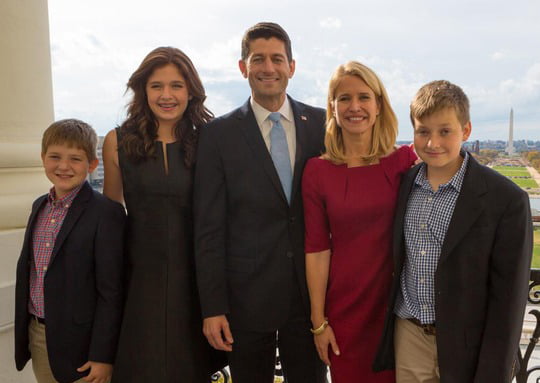 Paul Ryan with his family on a balcony in Washington DC