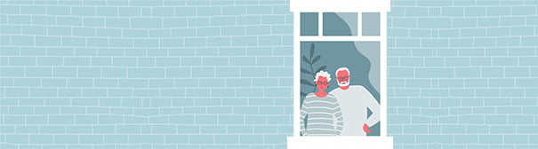 Elderly couple at a window